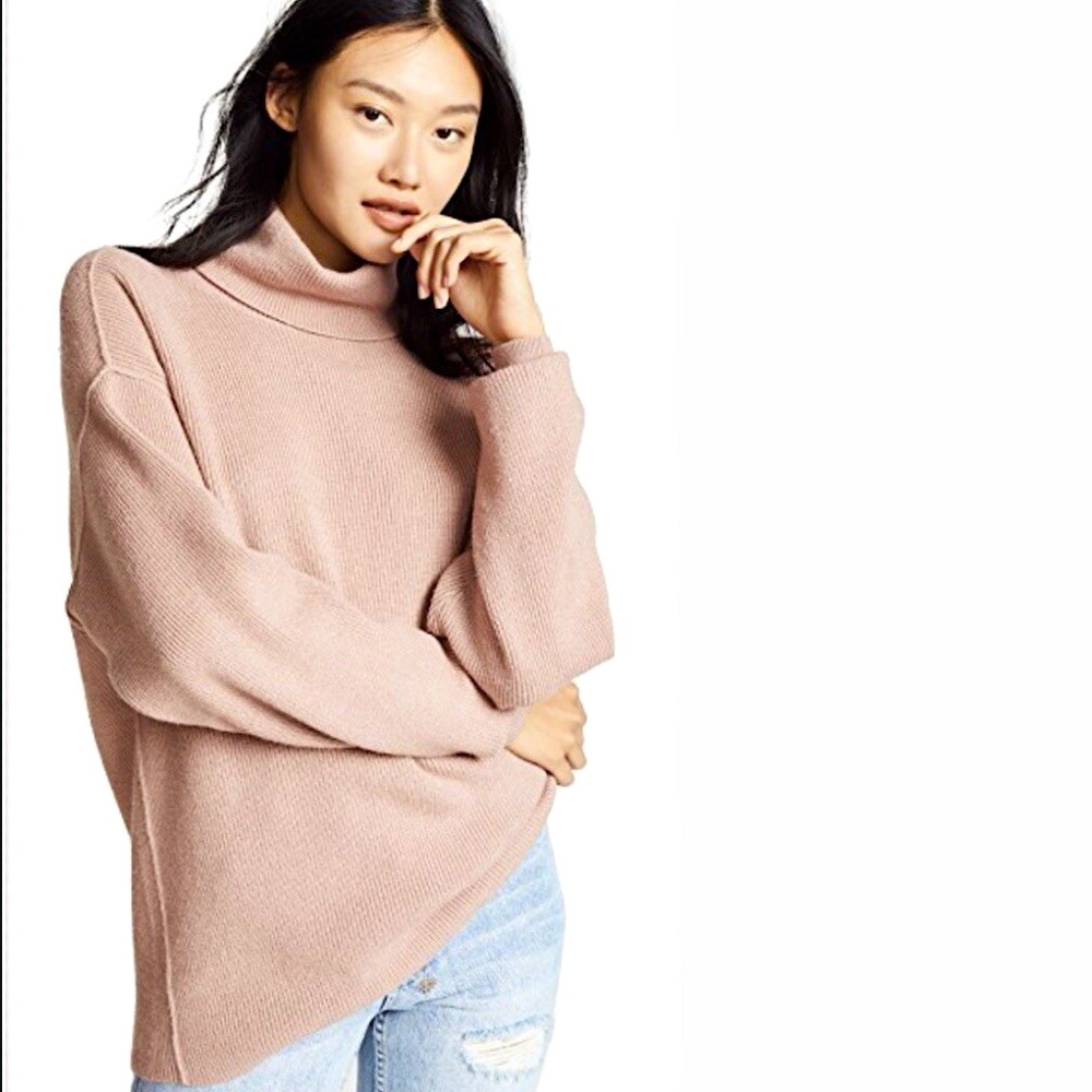 Free People Structured Knit Oversized Tunic Sweater in Dusty Mauve